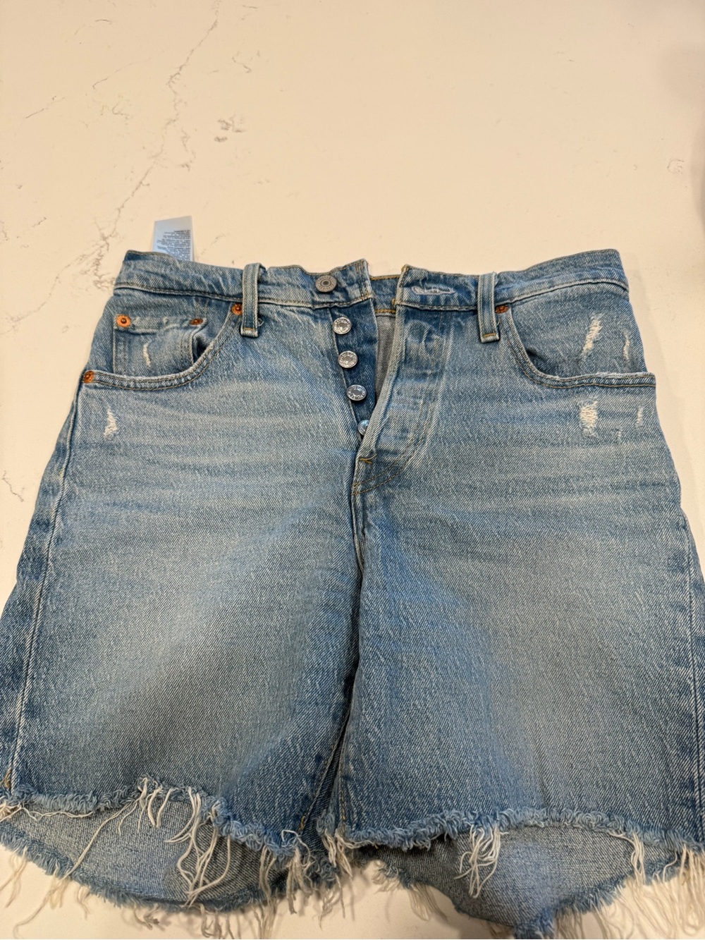 Levi's Light Blue Distressed Denim Cutoff Shorts